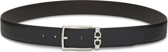 Ferragamo Reversible Belt with Polished Silver Buckle and Gancini Detail