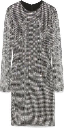 Dolce & Gabbana Kristalversierde Mini Jurk - Dames - Korte kleedjes - Grijs - S - Polyester - Kleedjes
