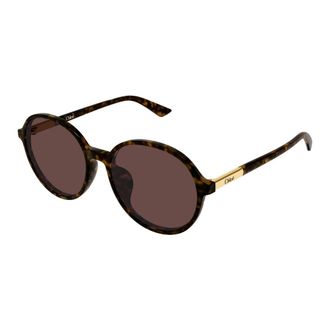 Chlo&eacute; Sunglasses, female, Brown, Size: 57 MM Round Sunglasses
