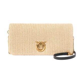 Pinko Cross Body Bags, female, Beige, Size: ONE SIZE Raffia Bag with Logo