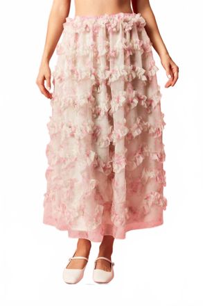 Peach Love California Romantic Strolls Organza Maxi Skirt In Pink
