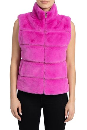 Love Token Vince Faux Fur Vest In Hot Pink