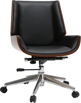 Miliboo Silla De Escritorio Madera Oscura Y Negra Curved