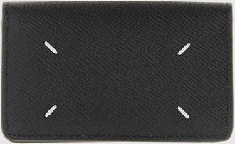 Maison Margiela Portacarte bifold in pelle a grana con logo Four Stitches