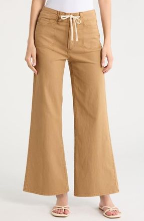 Paige Ari Drawstring High Waist Wide Leg Pants in Vintage Sunflower at Nordstrom, Size 24