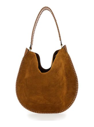 Isabel Marant Womens Crossbody Bag Oskan Hobo Brown Suede Shoulder