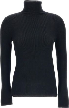 Iri&eacute; Black Ribbed Fitted Turtleneck Sweater