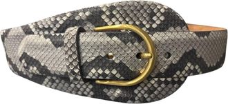 W. Kleinberg Womens Large Tab Python Belt With Buckle In Matte Natural