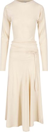 Christophe Lemaire Cream Gathered Front Cotton Maxi Dress