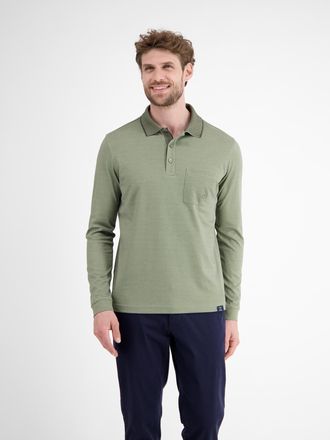 Lerros Langarm-Poloshirt LERROS Langarmpolo f&uuml;r Herren in Strukturoptik, Herren, Gr. XXL, nordic olive, 50% Baumwolle, 50% Polyester, ohne Ausschnitt, Shirts