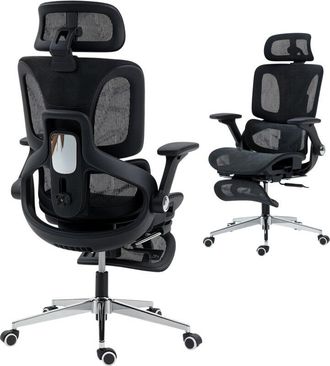 HOMCOM Ergonomic Office Chair, Mesh Desk Chair with Lumbar Support, Footrest