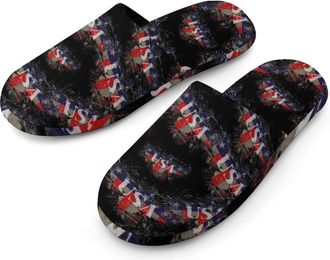 Generic Ea-gles Splatter USA Mens Cotton Slippers Memory Foam Comfort House Shoes Winter Indoor Slipper for Hotel Casa Spa