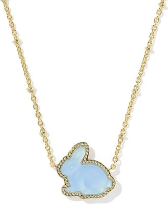 Kendra Scott Womens Bunny Short Pendant Necklace In Matte Light Blue Dichroic Glass
