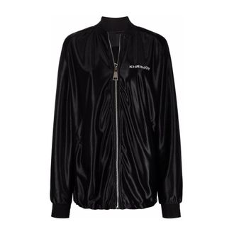 Khrisjoy Bomber Jackets, female, Black, XS, Satin Tracksuit Jacket
