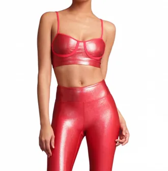 Heroine Sport Metallic Muse Bra In Titanium Red