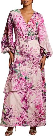 Coast Chiffon Midaxi Dress With Belt in Pink at Nordstrom, Size 14P