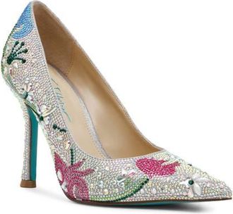 Betsey Johnson Brice Crystal Floral Pump in Rhinestone Floral at Nordstrom, Size 7.5