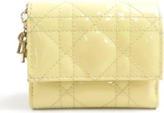 Dior Yellow Patent Leather Wallet (Tri-Fold) (Pre-Owned)