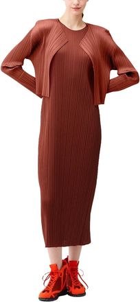 Issey Miyake Pleated Cardigan - Red
