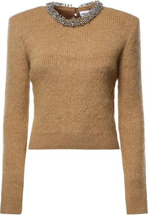 Self Portrait Brown Beaded Trim Knit Jumper