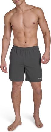 Calvin Klein Solid Stretchy Jersey Swim Shorts in Iron at Nordstrom Rack, Size Xx-Large