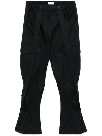 Off-white strap-detail cargo trousers - women - Cotton/Viscose - 36 - Black