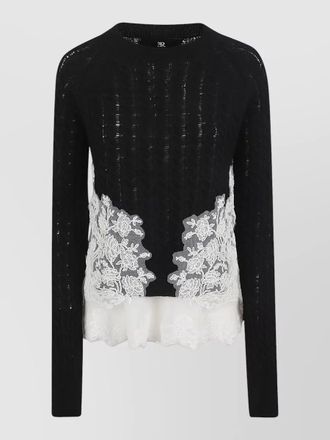 Ermanno Scervino lace trim layered knit top sheer