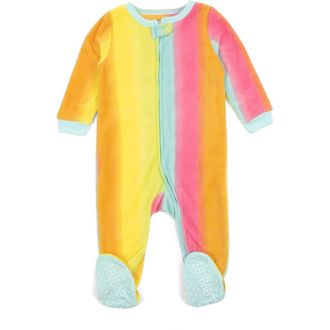 Leveret Footed Fleece Printed Holiday Pajamas in Rainbow at Nordstrom, Size 12-18M