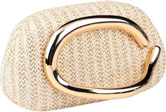 Generic Champagne Gold Straw Clutch Purse Summer Evening Bag Woven Beach Handbags for Women Wedding Vacation Clutch Bags Dressy Handbags for Party, Prom