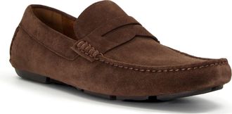 Dune London Mens BRADLAY Square-Toe Moccasin Loafers - Brown Suede - Size UK 10