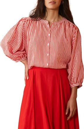 Mint Velvet Striped Batwing Blouse in Red at Nordstrom, Size X-Small