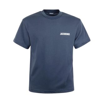 Jacquemus Tops, Heren, Blauw, XL, Katoen, Classic Logo T-Shirt