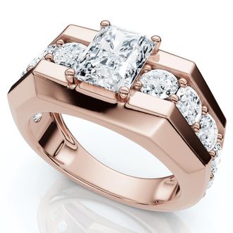 Pompeii3 Certified 6 1/2Ct Mens Radiant Cut Diamond Ring 14k Gold Lab Grown FG/VS