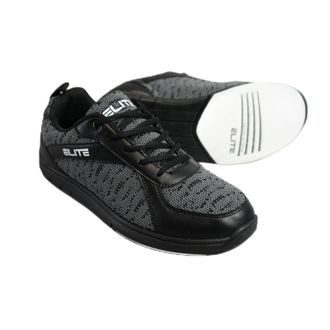 Elite Mens Pinnacle Bowling Shoes - Lightweight, Universal Sliding Soles, Comfortable, and Performance-Enhancing, Black/Grey, 14 Wide