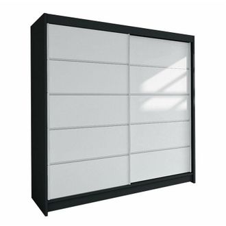 Mirjan24 Mobilier1 - Armario Closico 153, Negro + Blanco, 215x180x58cm, Puertas De Armario: Correderas, N&uacute;mero De Estantes: 0