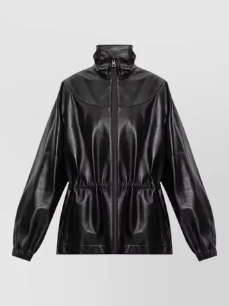 Givenchy leather track jacket high neck drawstring