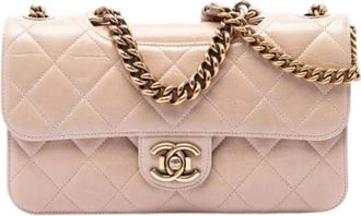 Chanel Pre-owned Quilted Satchel Bag - Dames - Vintage Schoudertas - Beige - ONE Size - Leer - Vintage