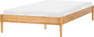 Beliani Cama Sin Cabecero Estilo Escandinavo De Madera De Pino Natural 140 X 200 Cm Marr&oacute;n Claro Veyrac