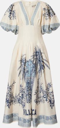 Alemais Al&eacute;mais Villa Romantica linen-blend midi dress