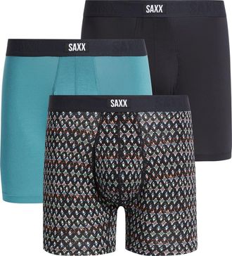 Saxx Assorted 3-Pack Vibe Xtra Super Soft Boxer Briefs in Dnky Argyl/seascp/bk at Nordstrom, Size Xx-Large
