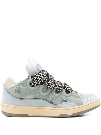 Lanvin lace-up leather sneakers - unisex - Fabric/Fabric/Calf Leather/Rubber - 37 - Blue