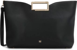 Kazar Grote zwarte handtas met een regelmatige vorm - Dames - Schoudertassen - Zwart - ONE Size - Leer - Tassen