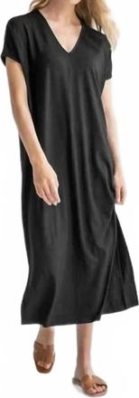 Lilla P Double V Neck Maxi Dress In Black