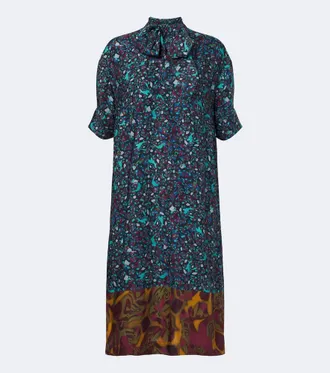 Dries Van Noten Printed tie-neck midi dress