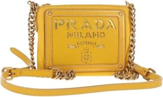 Prada Pre-owned Cross Body Bags, female, Yellow, Size: ONE SIZE Pre-owned Vintage Cross Body Bag
