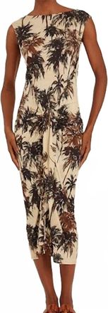 Lenny Niemeyer Boat Neck Dress With Pareo Tie Waist In Black And Brown