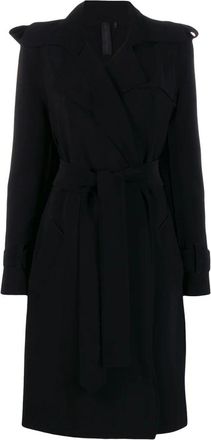 Norma Kamali Double Breasted Trench - Dames - Trenchcoats - Zwart - L - Leer - Jassen