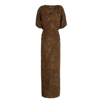 Cortana Cassiopea- vestito avvolgente stampa terra - - Dresses - Donna - Marrone - XS