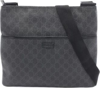 Gucci Pre-owned Vintage GG Supreme Shoulder Bag - unisex - Vintage Schoudertas - Zwart - ONE Size - Leer - Vintage