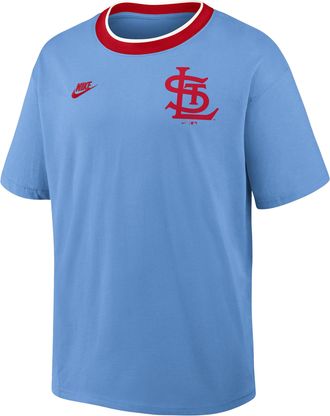 Nike St. Louis Cardinals Cooperstown Ringer Nike Mens MLB T-Shirt in Blue | 045Q0H67S67-N3R
